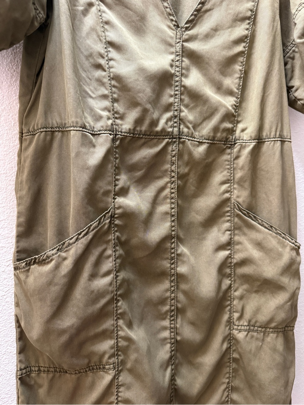 Anthropologie Pilcro and the Letterpress Lyocell Olive Green Utility Dress XS - Picture 7 of 11